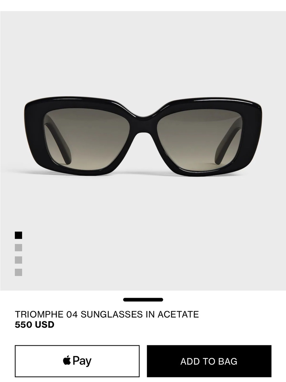 Celine Black Oversized Acetate Sunglasses